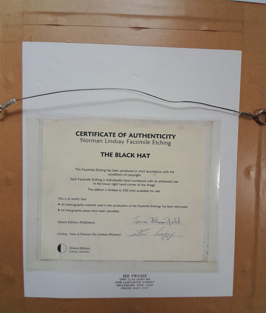 Black Hat by Norman Lindsay #12 Facsimile Etching