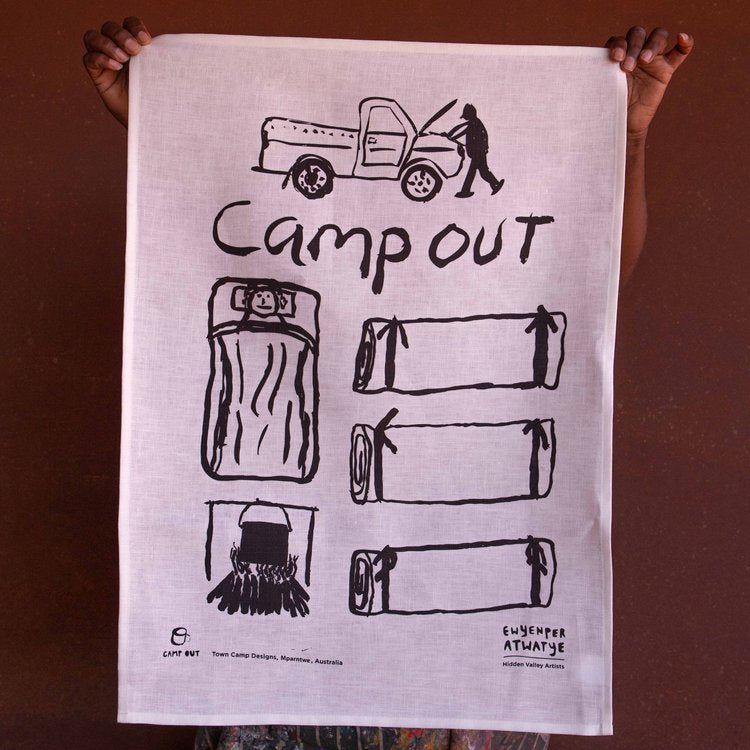 Camp Out tea towel