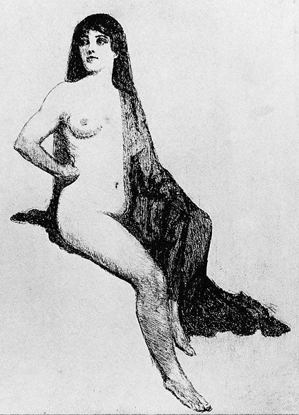 Facsimile Etching Nude with Mantilla #7