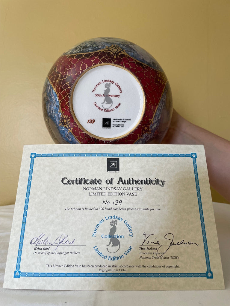 Norman Lindsay Gallery Limited Edition Red Vase #139