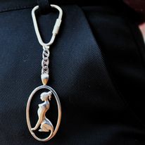 Silver sphinx keyring