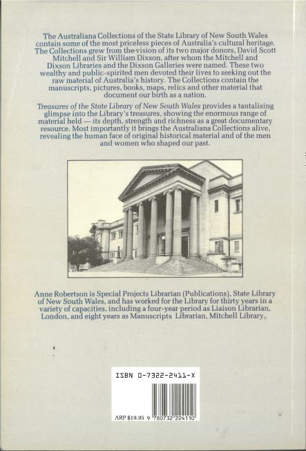 Treasures of the State Library of New South Wales: The Australiana Collections by Anne Robertson