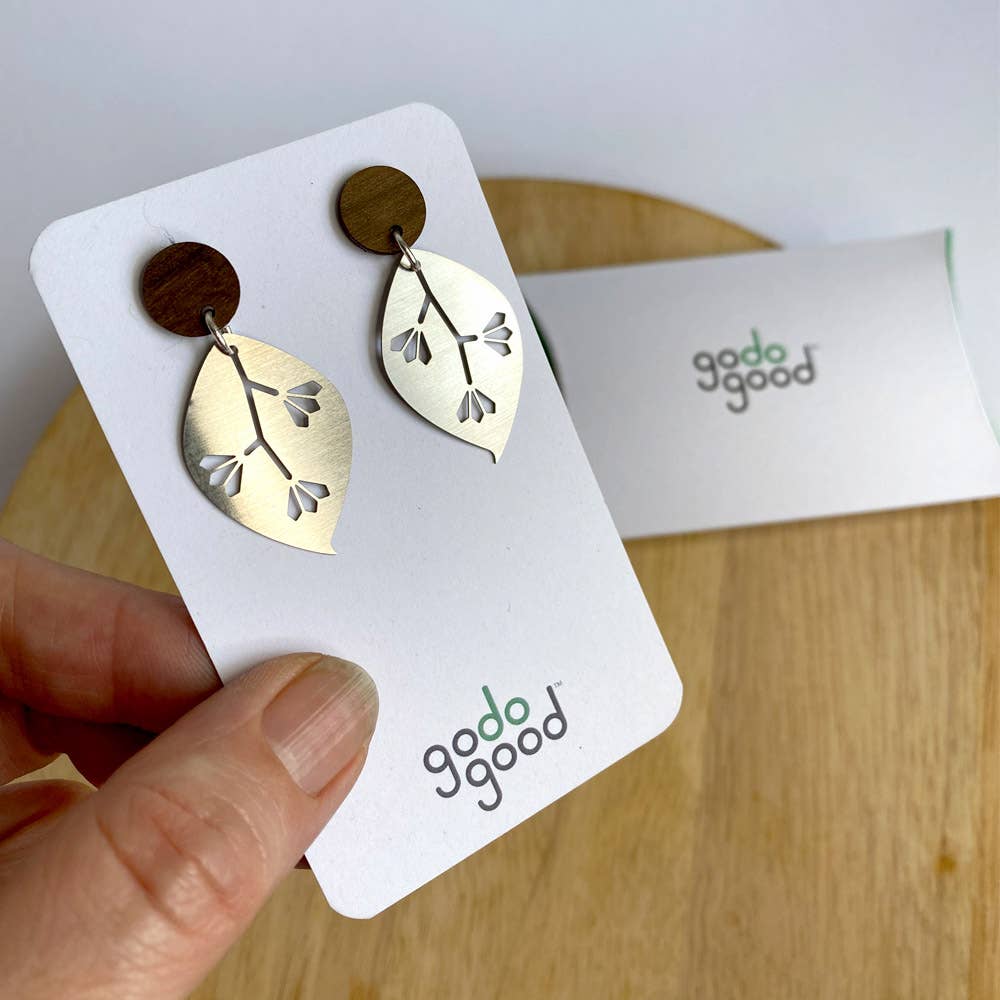 Gum Leaf Stud Dangle Earrings