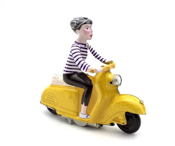 Girl on Scooter Tin Toy - Wind up Toy