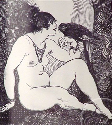 NORMAN LINDSAY Lady and Parrot #72 Original woodblock