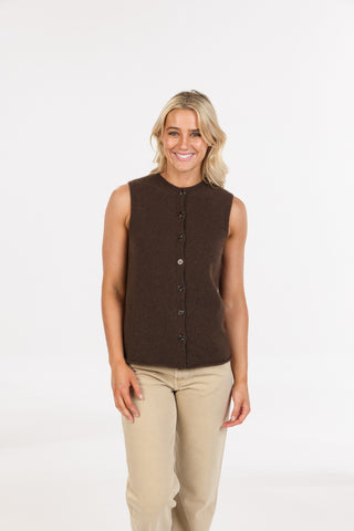 Merino Possum Fibre Blend Sleeveless Cardigan