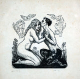 NORMAN LINDSAY The Lovers #78 Original woodblock
