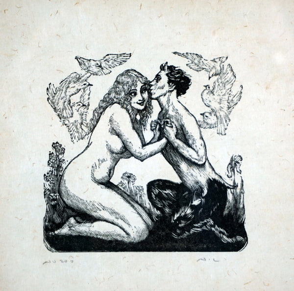 NORMAN LINDSAY The Lovers #78 Original woodblock