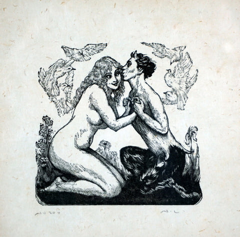 NORMAN LINDSAY The Lovers #78 Original woodblock