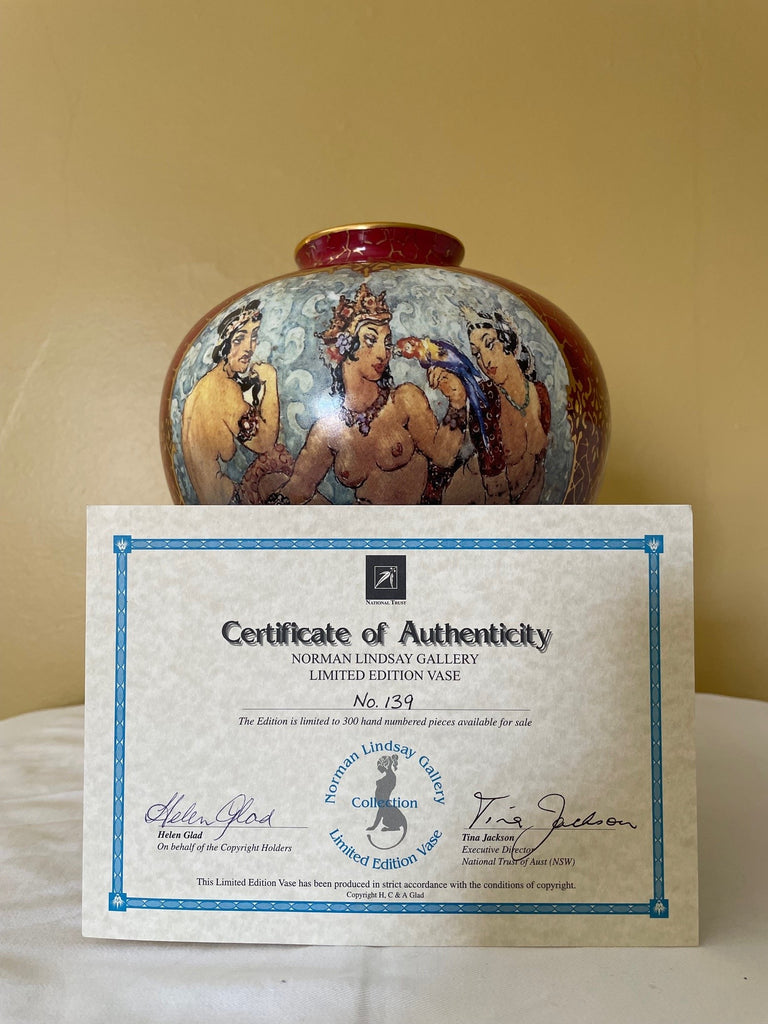 Norman Lindsay Gallery Limited Edition Red Vase #139