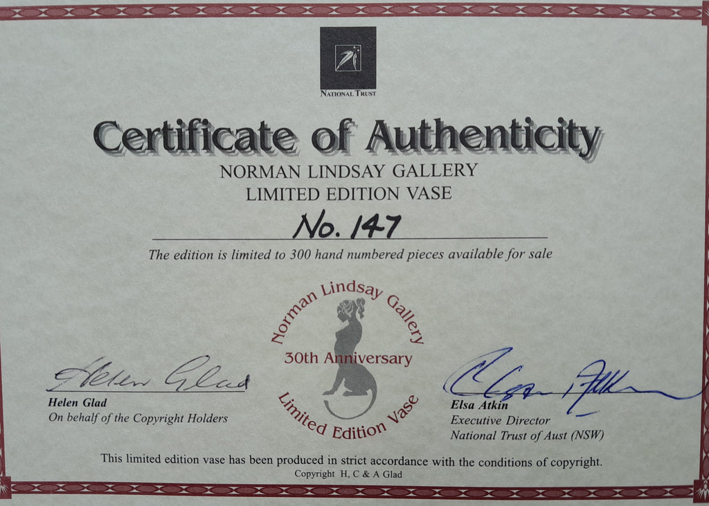 Norman Lindsay Gallery Limited edition vase #147