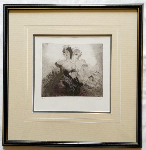 Blonde and Brunette Facsimile Etching Framed