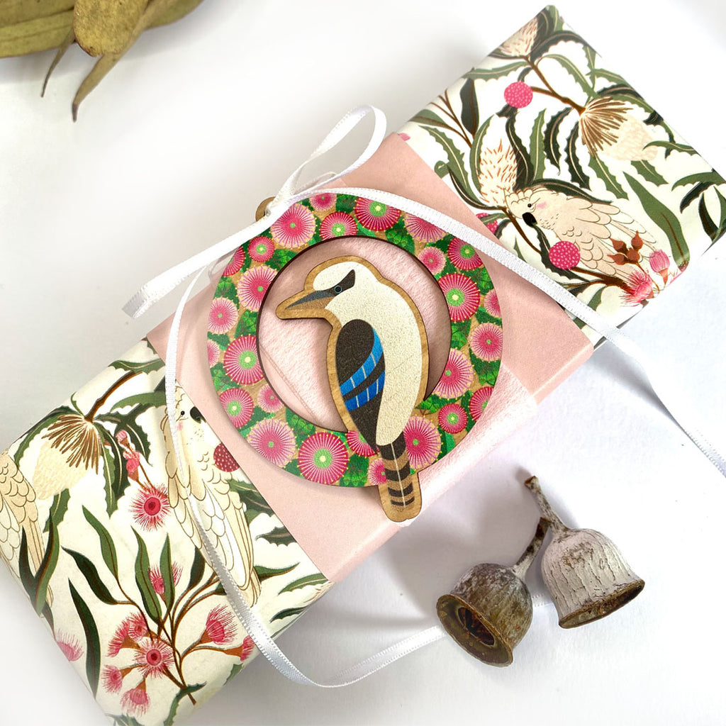 Timber Native Birds Chrissy Decorations Set of 4