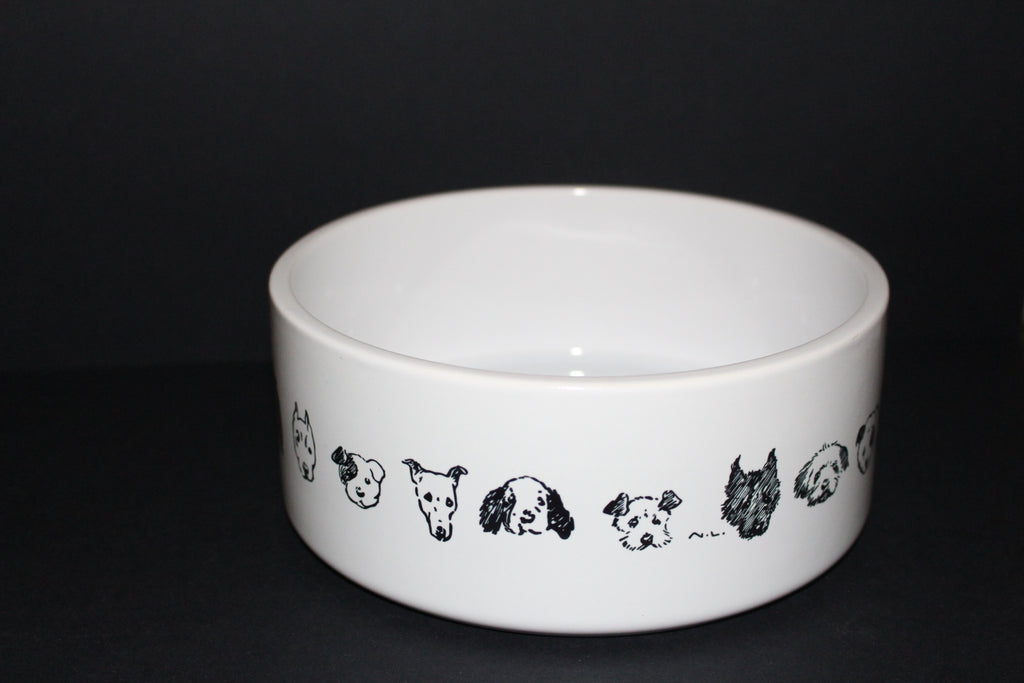 'Running Dogs" large ceramic dog bowl