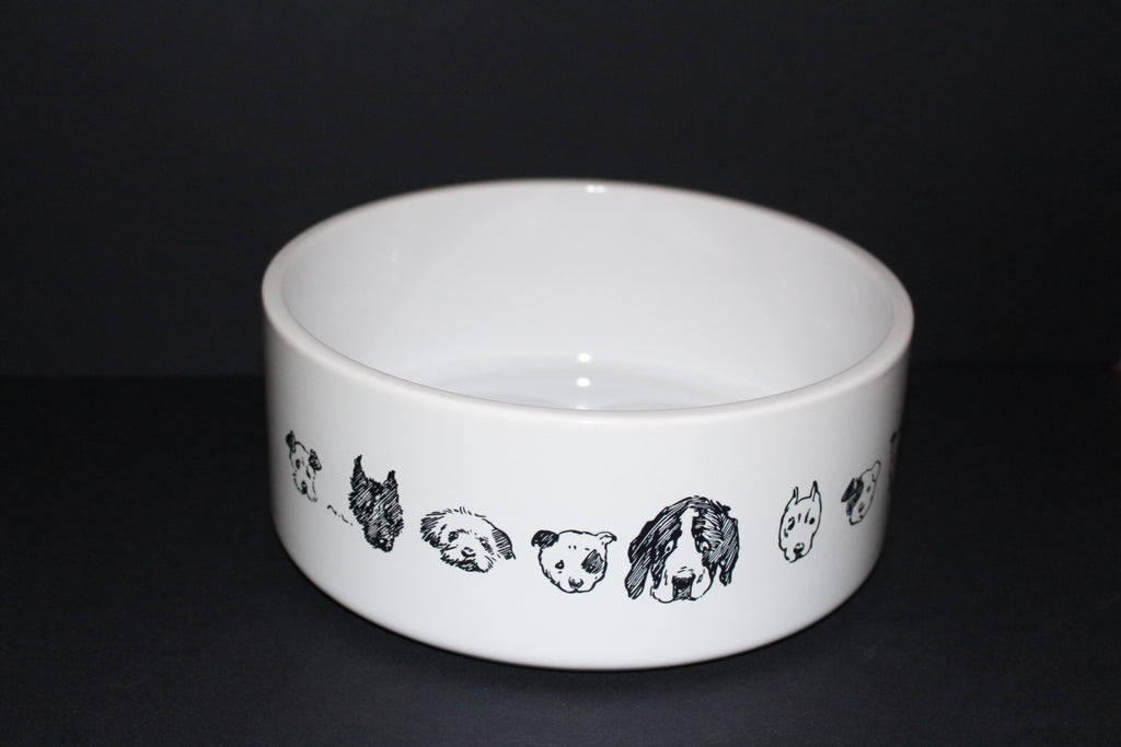 'Running Dogs" small ceramic dog bowl