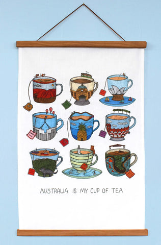 Aussie Teacup Tea Towel