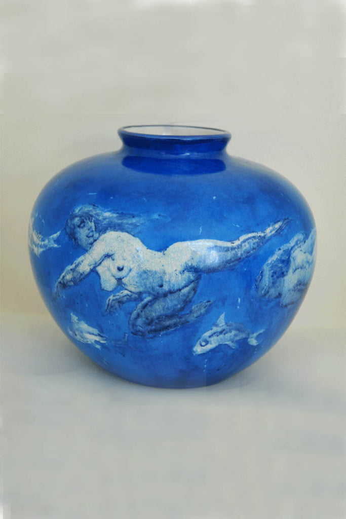 Norman Lindsay Blue Swirl Reproduction Vase