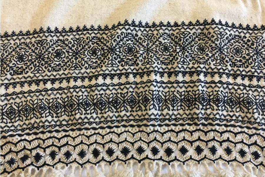 French Moroccan style Embroidered Throw  100% wool