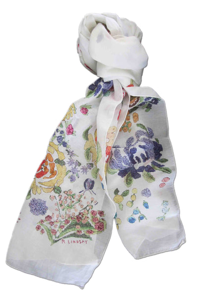 Rose Lindsay Print Scarf - White